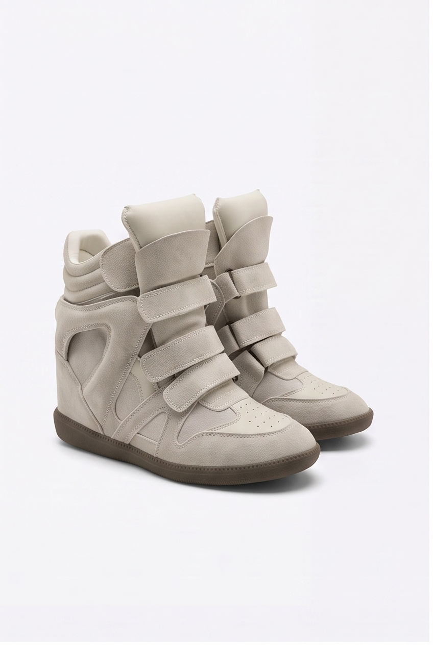 Baskets Livia coloris Crème - vue de trois quarts, la paire
