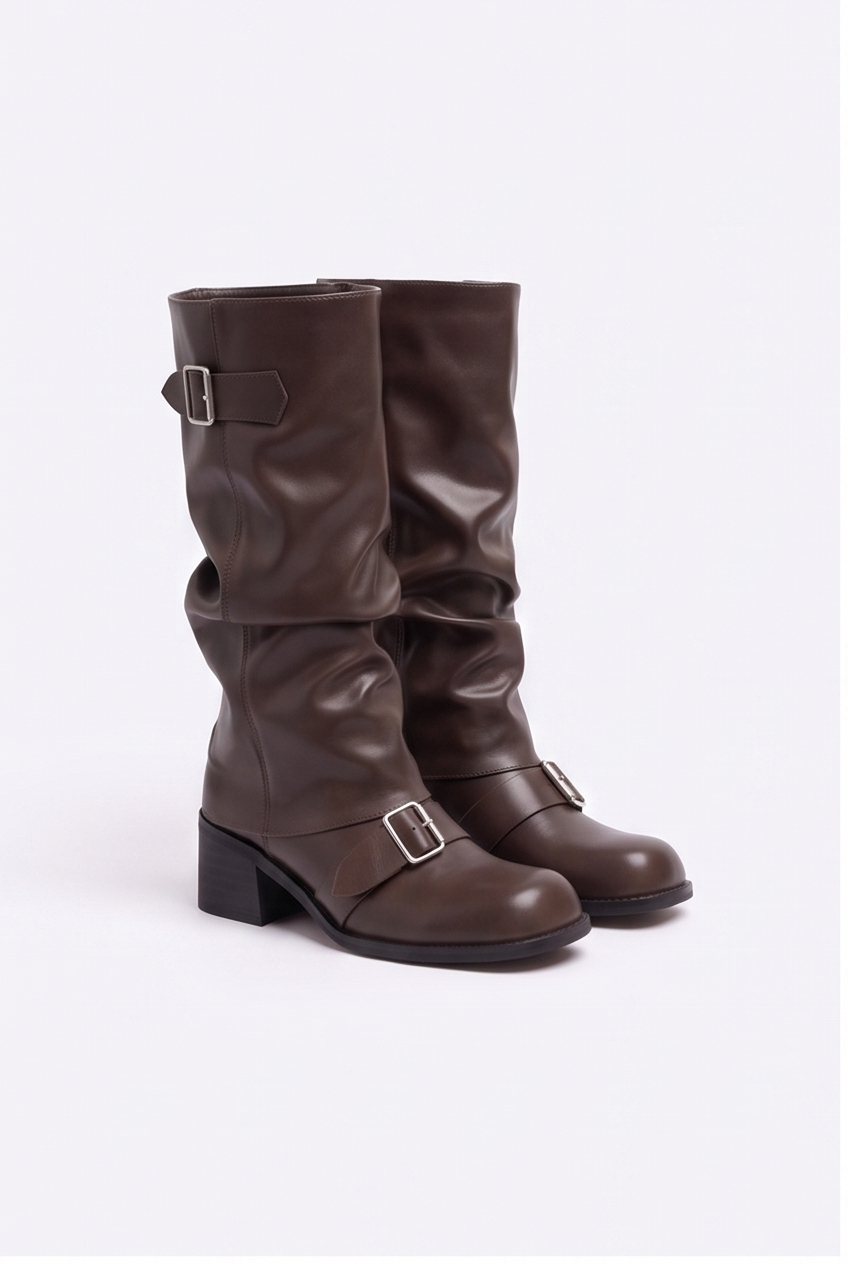 Bottes Camille coloris Marron - vue de trois quarts, la paire