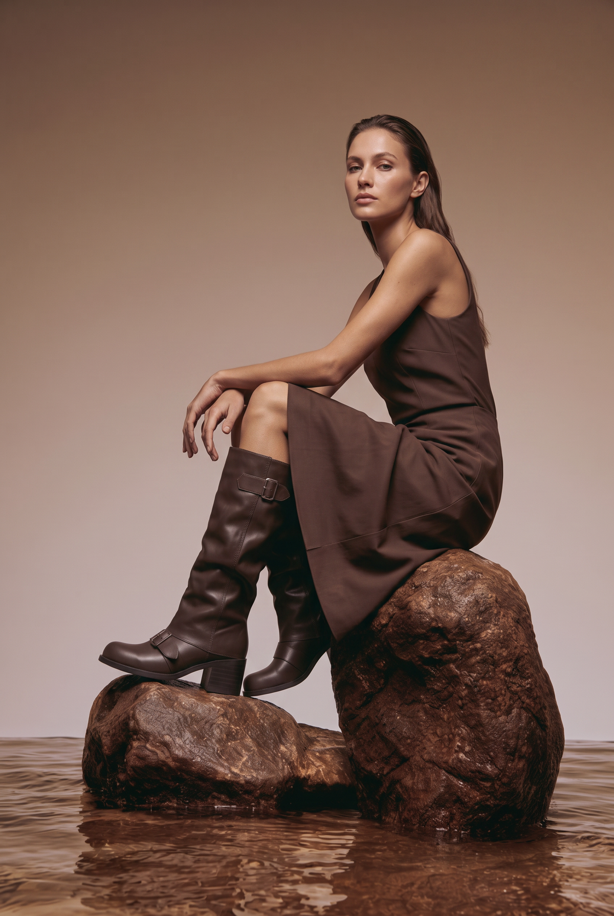 Bottes Camille coloris Marron - portée, silhouette complète