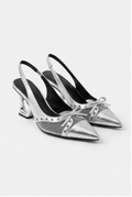 Escarpins Chrome coloris Argent - vue de trois quarts, la paire