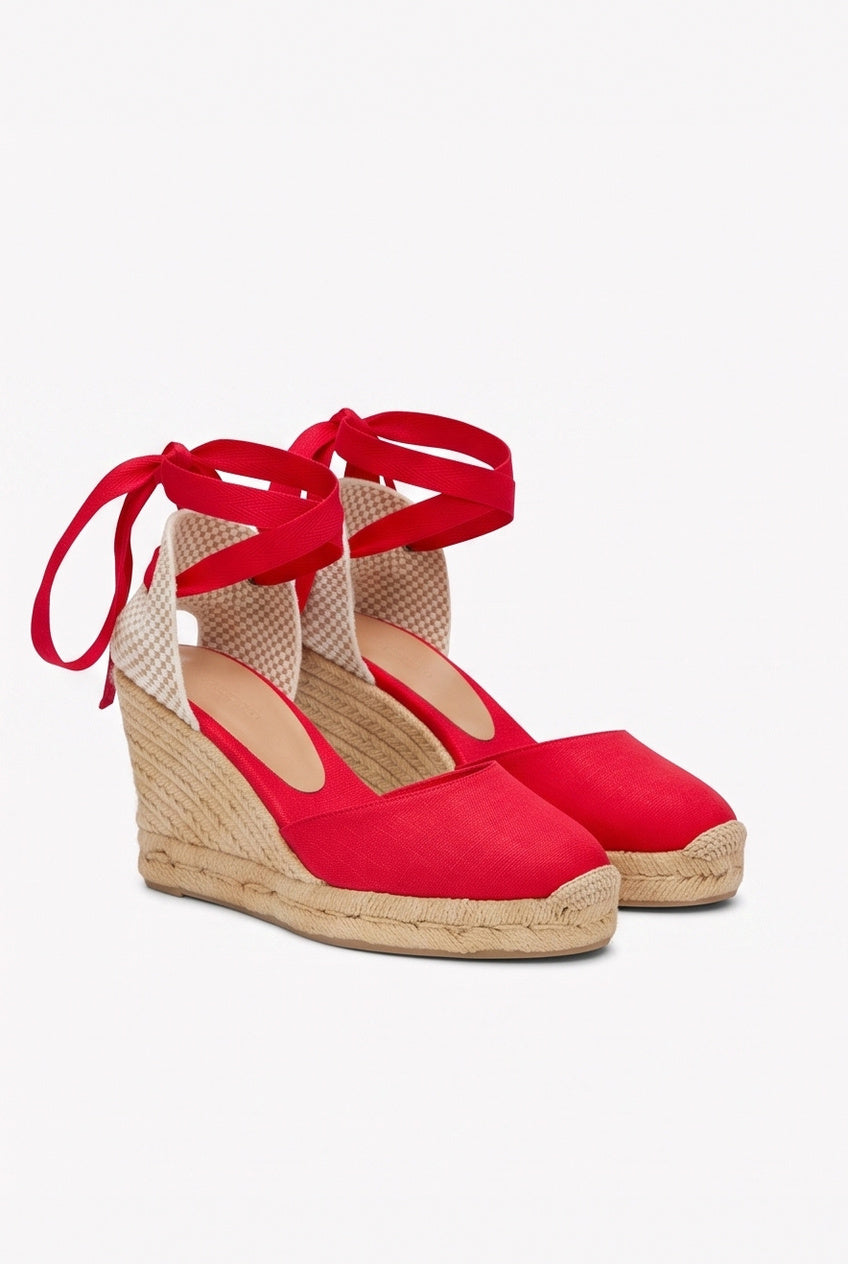 Espadrilles Églantine coloris Rouge - vue de trois quarts, la paire