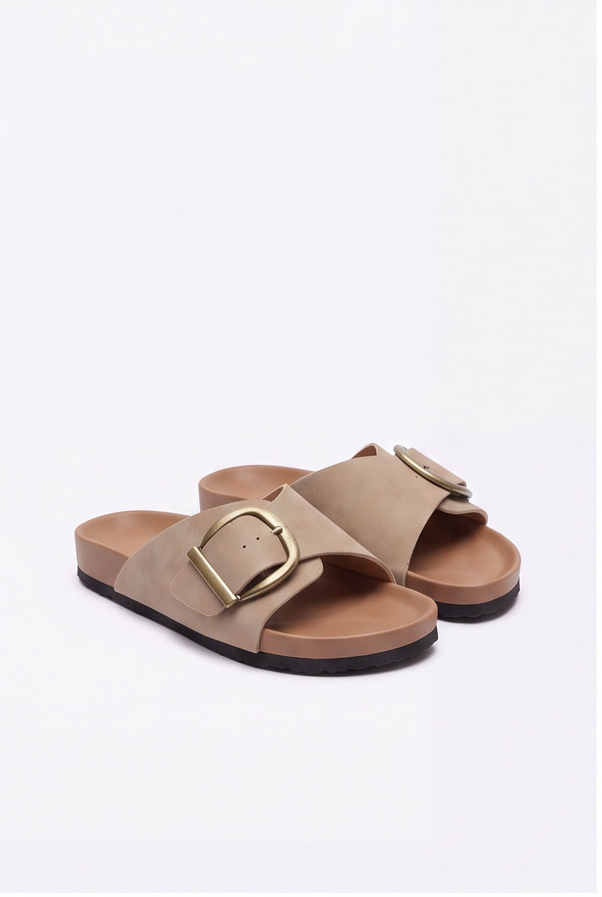 Mules Manon coloris Taupe - vue de trois quarts, la paire