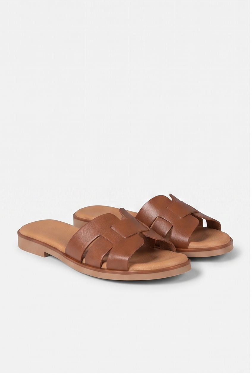 Mules Margaux coloris Cognac - vue de trois quarts, la paire