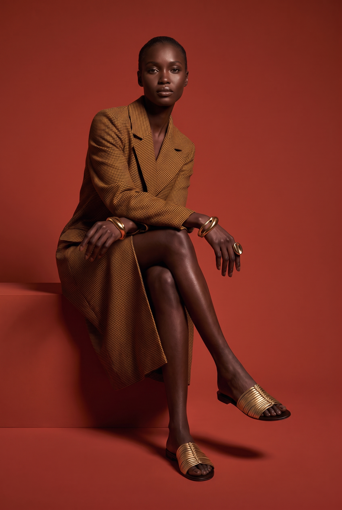Mules Pampelonne coloris Doré - portée, silhouette complète
