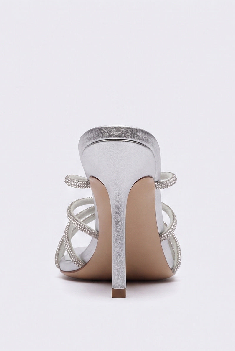 Mules à talon Strass coloris Argent - vue arrière