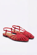 Sandales Camargue coloris Rouge - vue de trois quarts, la paire