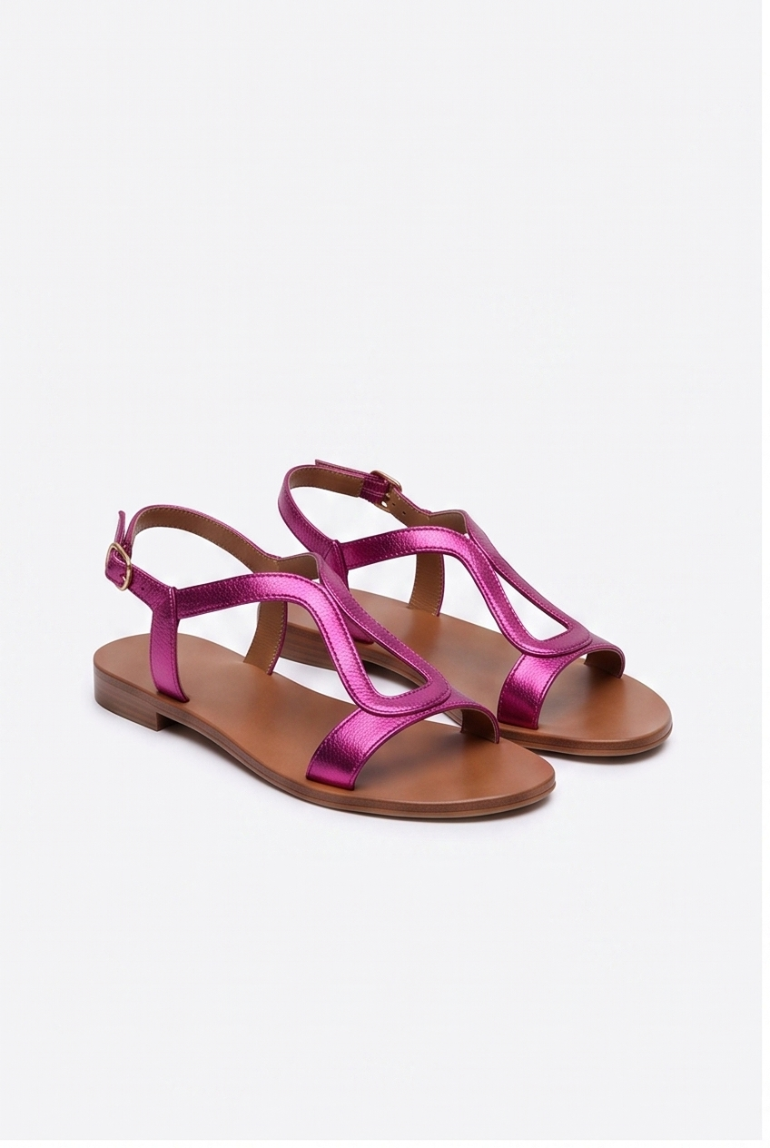 Sandales Élisa coloris Fuchsia - vue de trois quarts, la paire