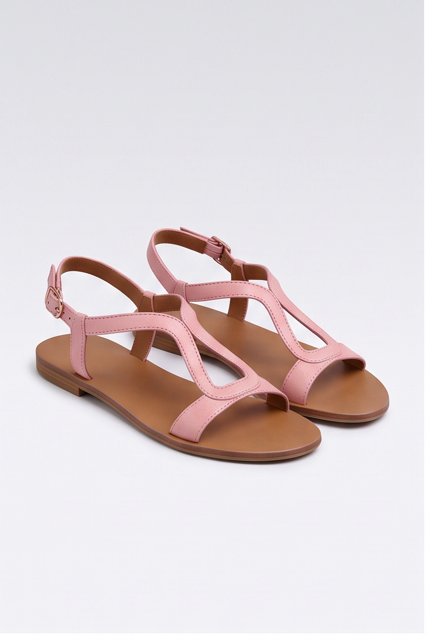 Sandales Élisa coloris Rose - vue de trois quarts, la paire