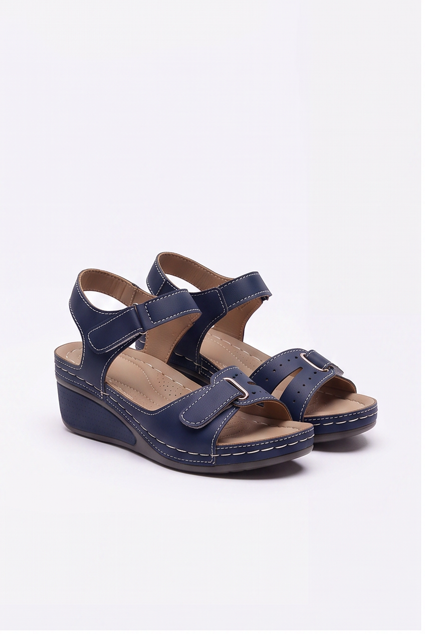 Sandales Sabine coloris Bleu marine - vue de trois quarts, la paire