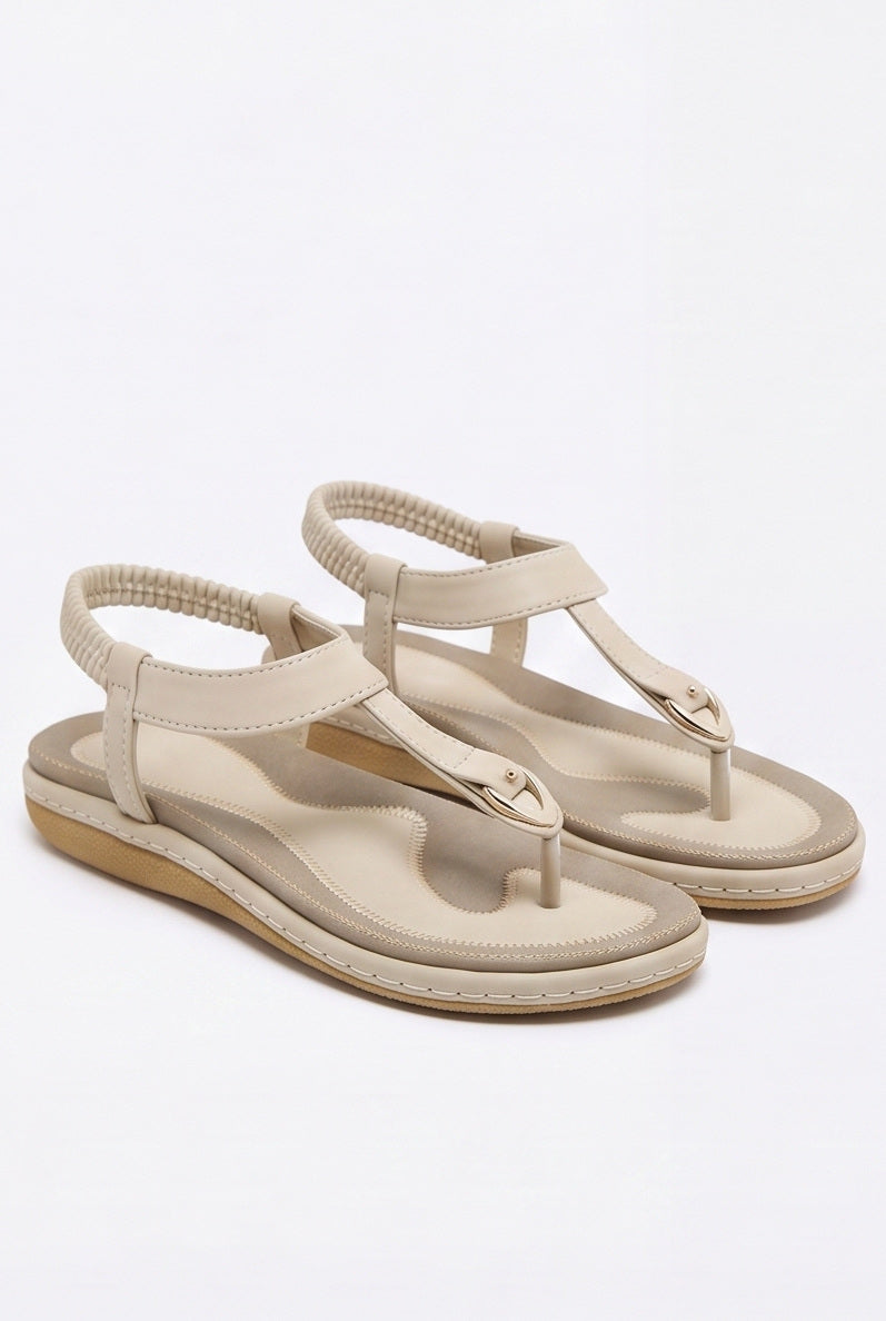 Sandales Sidonie coloris Beige - vue de trois quarts, la paire