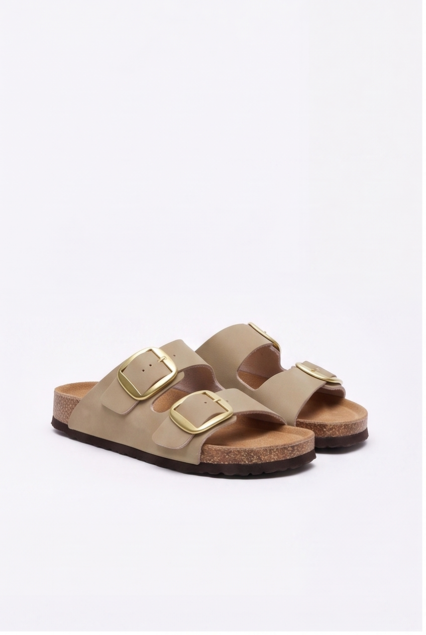 Sandales Sixtine coloris Beige - vue de trois quarts, la paire