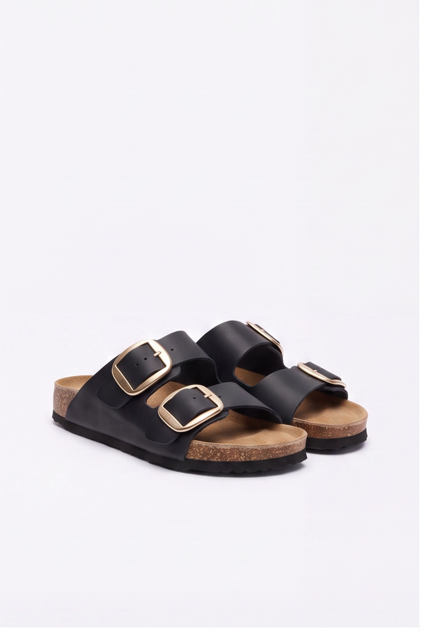 Sandales Sixtine coloris Noir patiné - vue de trois quarts, la paire