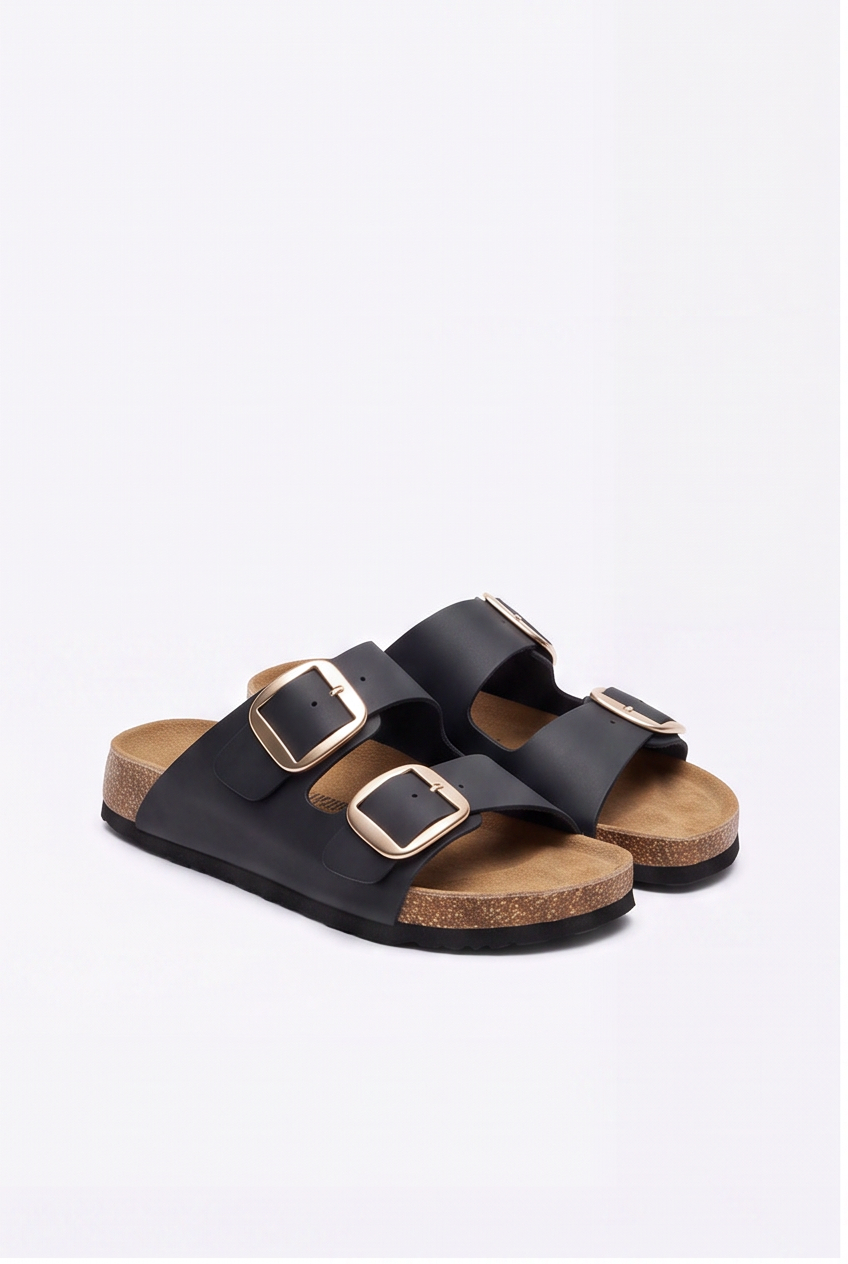Sandales Sixtine coloris Noir mat - vue de trois quarts, la paire