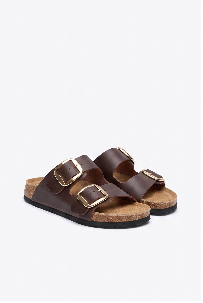 Sandales Sixtine coloris Chocolat patiné - vue de trois quarts, la paire