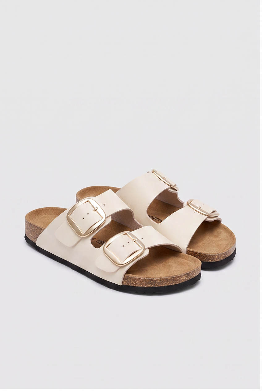 Sandales Sixtine coloris Crème - vue de trois quarts, la paire