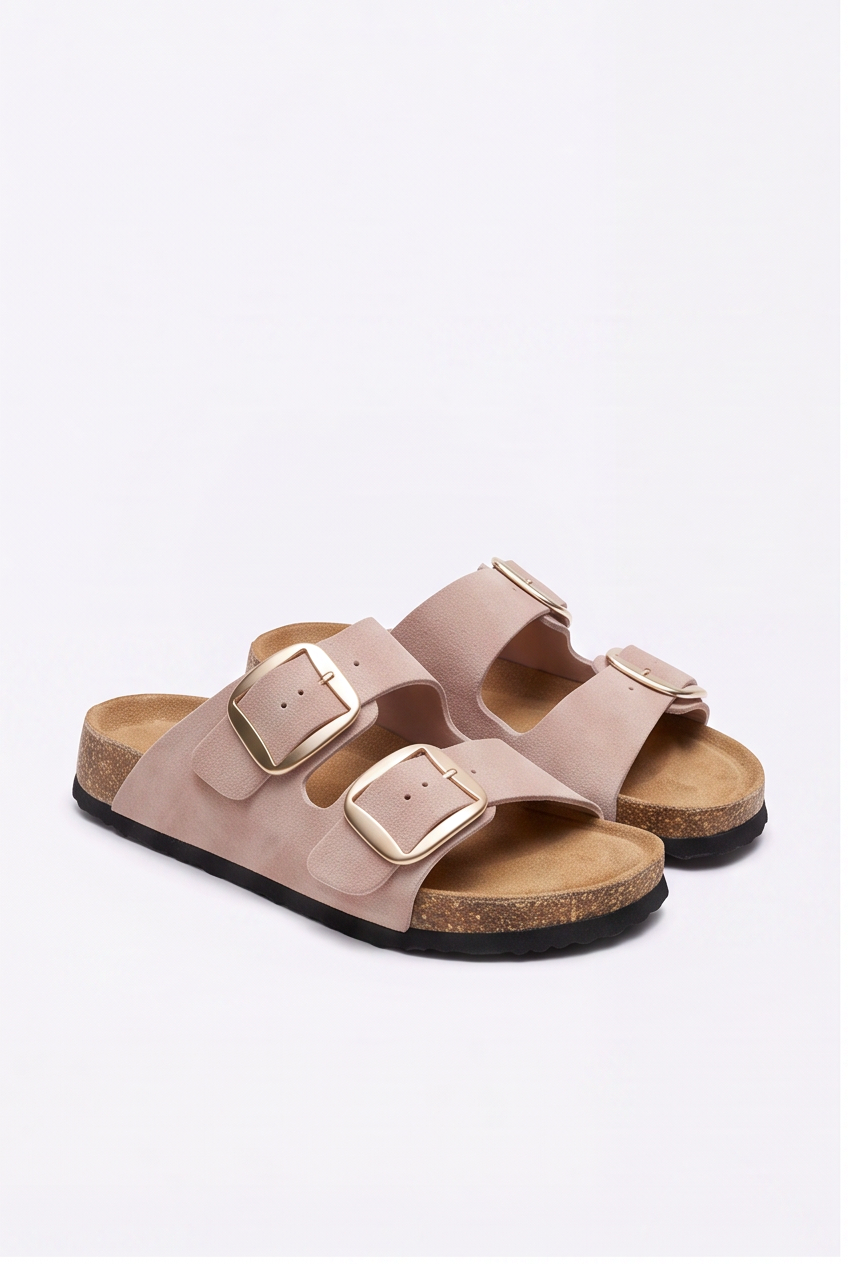 Sandales Sixtine coloris Rose poudré - vue de trois quarts, la paire