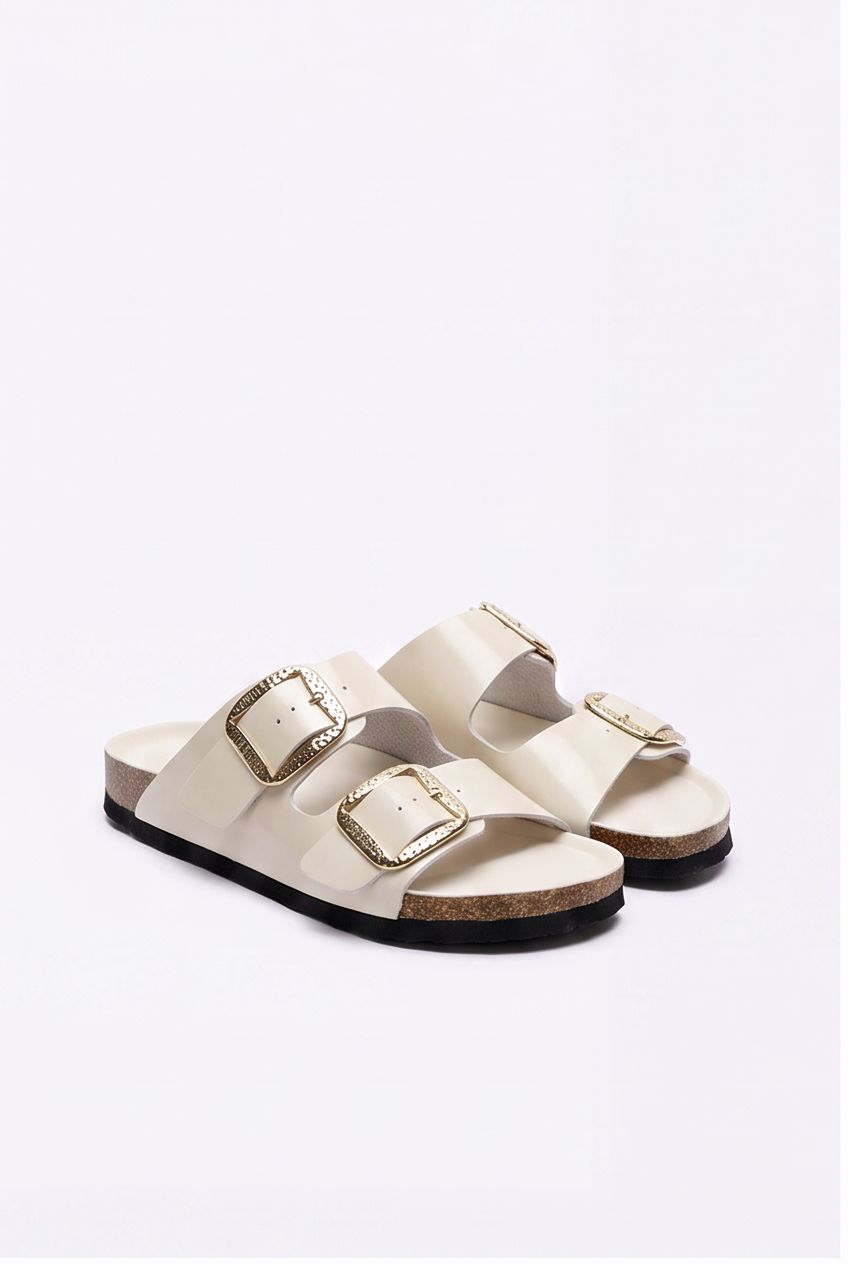 Sandales Sixtine coloris Blanc guimauve - vue de trois quarts, la paire