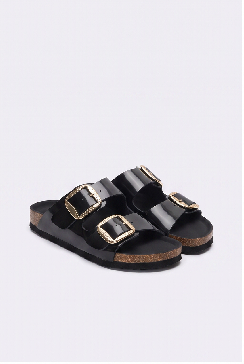 Sandales Sixtine coloris Noir onyx - vue de trois quarts, la paire
