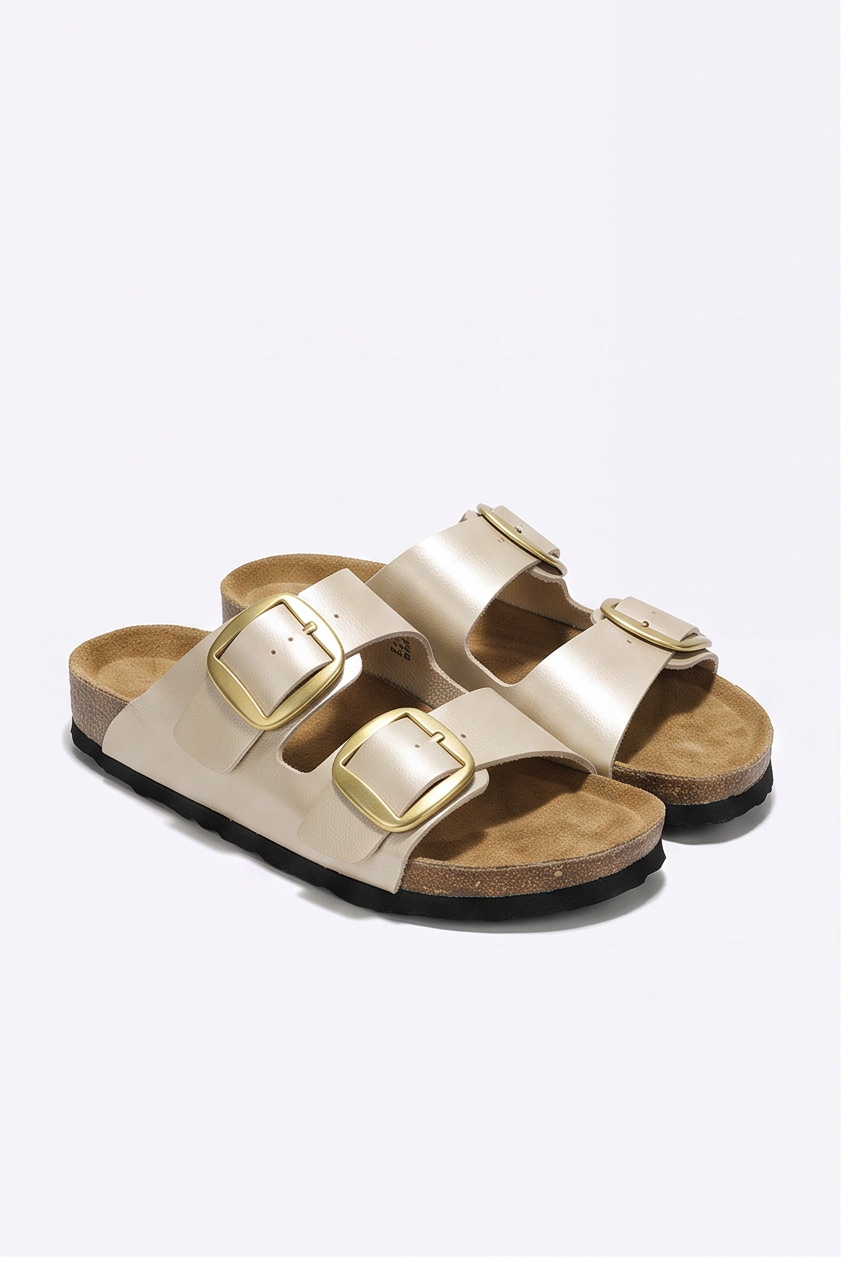 Sandales Sixtine coloris Or rose - vue de trois quarts, la paire