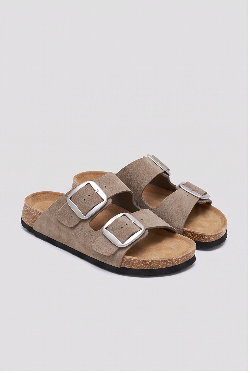 Sandales Sixtine coloris Taupe suédé - vue de trois quarts, la paire