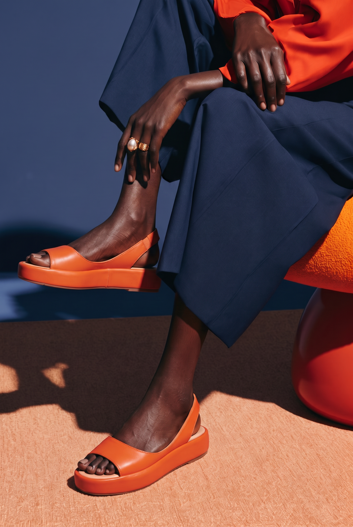 Sandales Solène coloris Orange - portée, gros plan sur les pieds